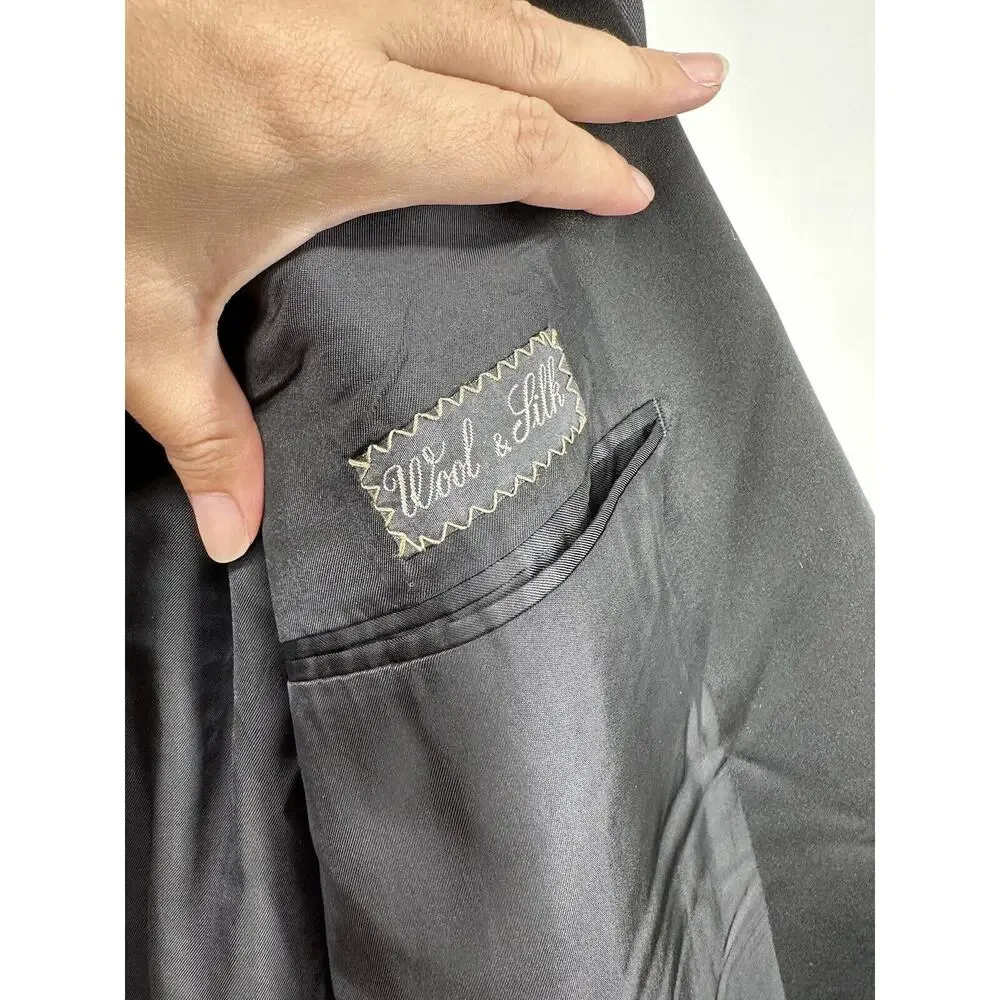 Ermenegildo Zegna Bashford Tuxedo Blazer Mens 56 Wool Silk 1 Button Jacket Black
